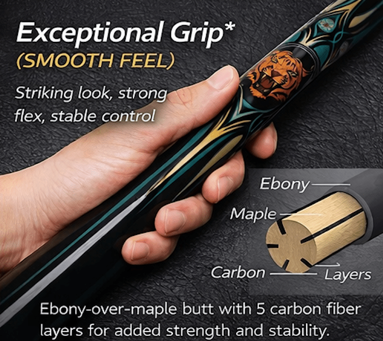 JFlowers JF60 - 06 Pool Cue (King Tiger) - JFlowers Cues Singapore Official Store - Singapore