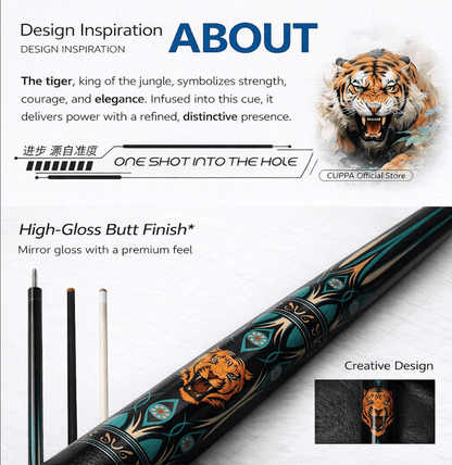 JFlowers JF60 - 06 Pool Cue (King Tiger) - JFlowers Cues Singapore Official Store - Singapore